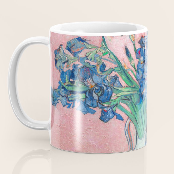 Van Gogh Irises Still Life With Pink Background Coffee Mug Gallery Image 3
