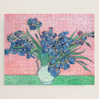 Van Gogh Irises Still Life With Pink Background Jigsaw Puzzle Gallery Image 1