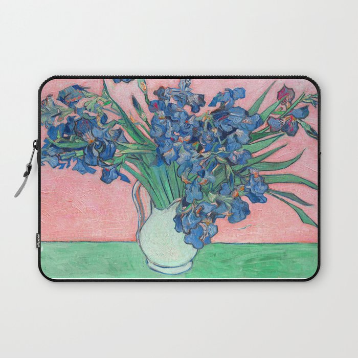 Van Gogh Irises Still Life With Pink Background Laptop Sleeve Gallery Image 1