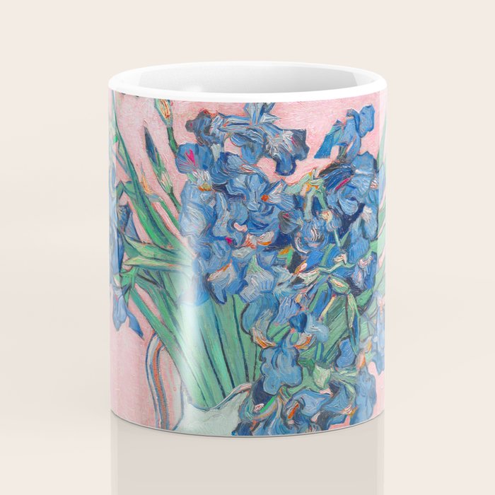 Van Gogh Irises Still Life With Pink Background Coffee Mug Gallery Image 4