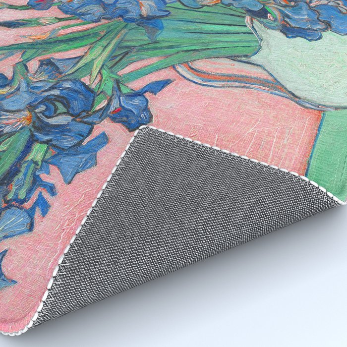 Van Gogh Irises Still Life With Pink Background Rug Gallery Image 4