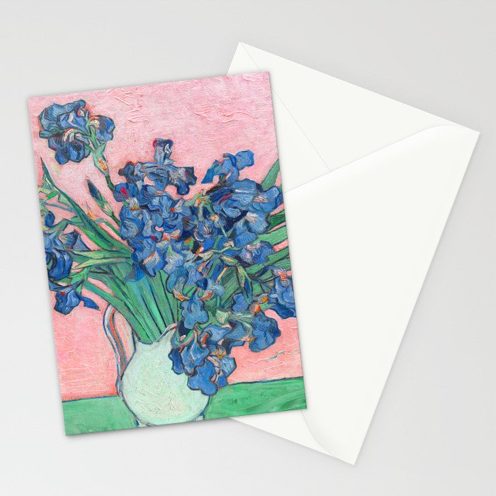 Van Gogh Irises Still Life With Pink Background Stationery Card Gallery Image 2