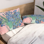 Van Gogh Irises Still Life With Pink Background Pillow Sham Gallery Image 2