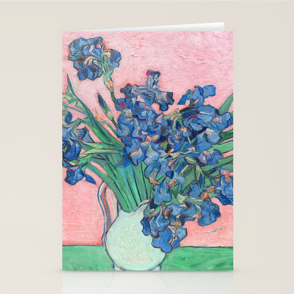 Van Gogh Irises Still Life With Pink Background Stationery Card Gallery Image 2