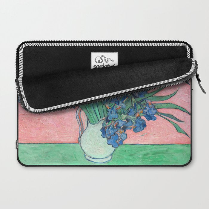Van Gogh Irises Still Life With Pink Background Laptop Sleeve Gallery Image 2