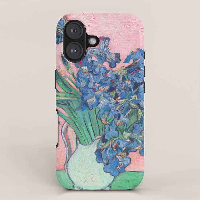 Van Gogh Irises Still Life With Pink Background iPhone Case Gallery Image 1