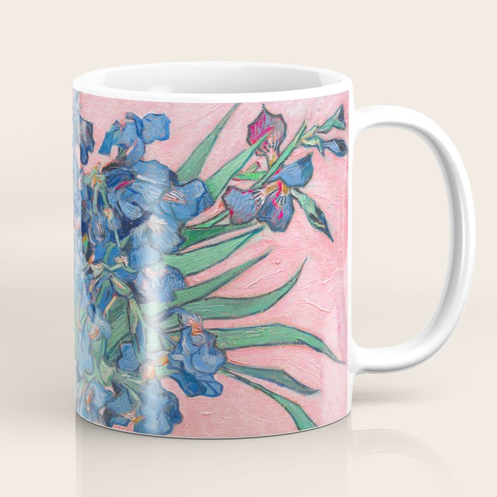 Van Gogh Irises Still Life With Pink Background Coffee Mug Gallery Image 1
