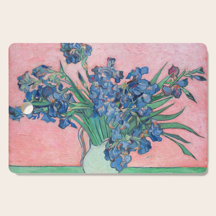 Van Gogh Irises Still Life With Pink Background Cutting Board Gallery Image 1