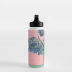Van Gogh Irises Still Life With Pink Background Water Bottle Gallery Image 3