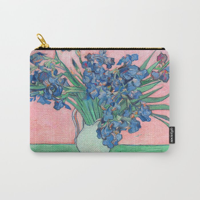 Van Gogh Irises Still Life With Pink Background Carry All Pouch Gallery Image 1
