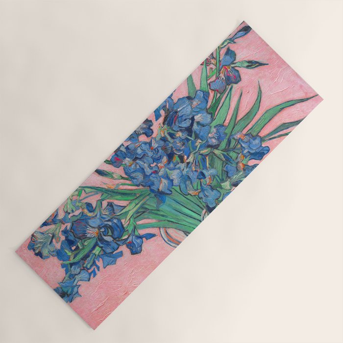 Van Gogh Irises Still Life With Pink Background Yoga Mat Gallery Image 1