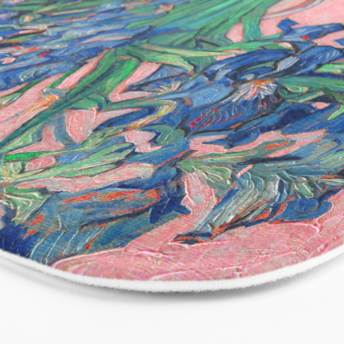 Van Gogh Irises Still Life With Pink Background Bath Mat Gallery Image 3