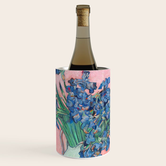 Van Gogh Irises Still Life With Pink Background Wine Chiller Gallery Image 1