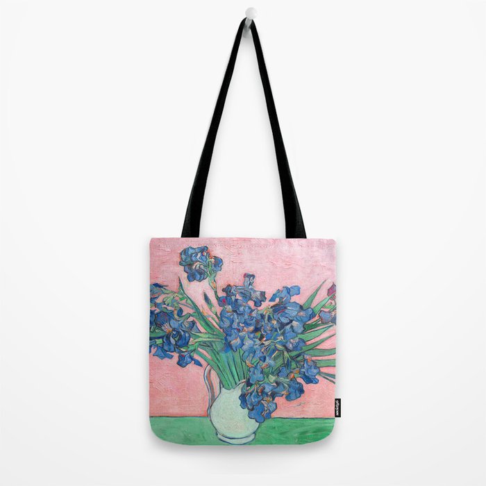 Van Gogh Irises Still Life With Pink Background Tote Bag Gallery Image 2