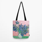 Van Gogh Irises Still Life With Pink Background Tote Bag Gallery Image 2