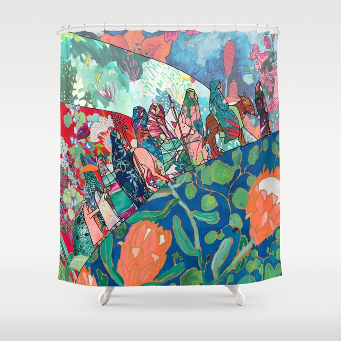 Floral Migrant Quilt Shower Curtain Gallery Image 1