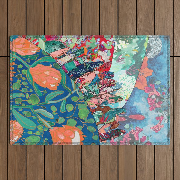 Floral Migrant Quilt Outdoor Rug Gallery Image 1