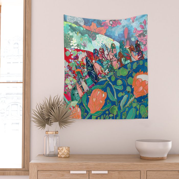 Floral Migrant Quilt Wall Tapestry Gallery Image 2