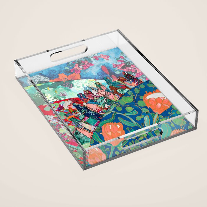 Floral Migrant Quilt Acrylic Tray Gallery Image 1