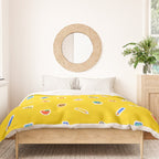 Colorful back to school sticker icon pattern Duvet Cover Gallery Image 3