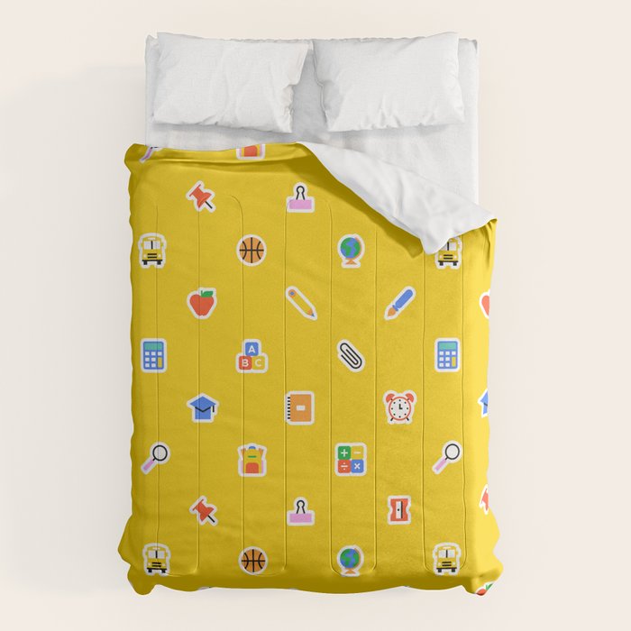 Colorful back to school sticker icon pattern Comforter Gallery Image 1
