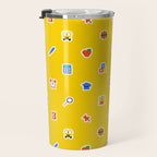 Colorful back to school sticker icon pattern Travel Mug Gallery Image 3