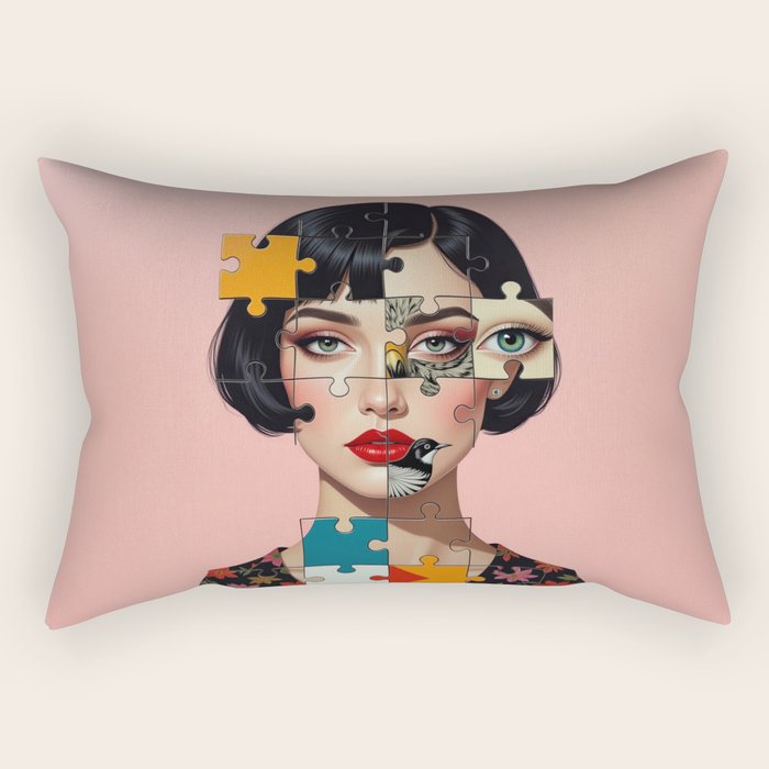 Puzzle Girl Lulu Rectangular Pillow Gallery Image 2