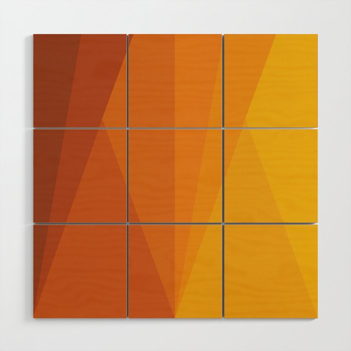 Geometric Triangles XI Retro Orange Wood Wall Art Gallery Image 1