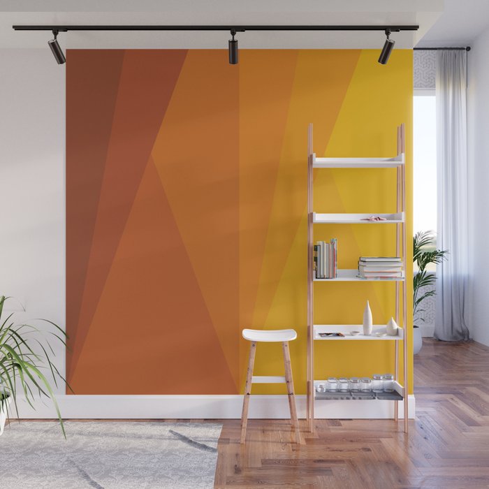 Geometric Triangles XI Retro Orange Wall Mural Gallery Image 1