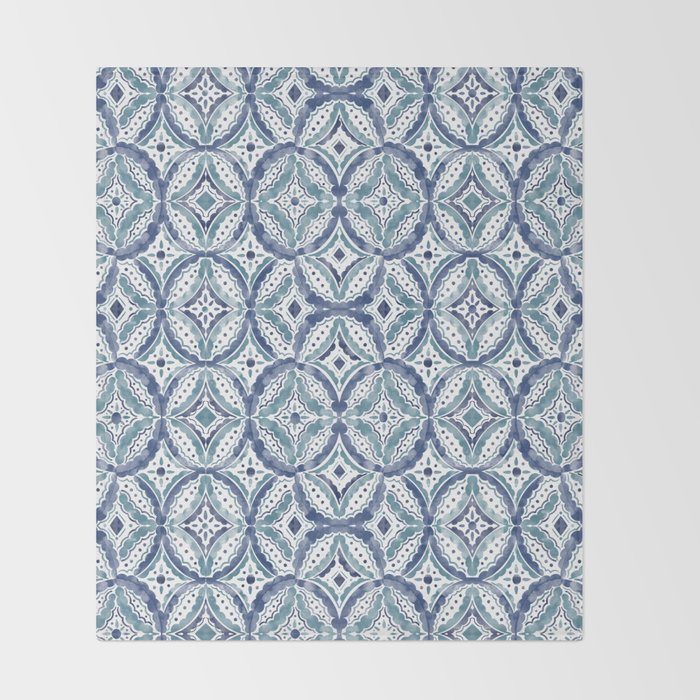 Boho Indigo Damask B Throw Blanket Gallery Image 2