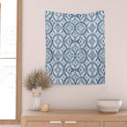 Boho Indigo Damask B Wall Tapestry Gallery Image 2