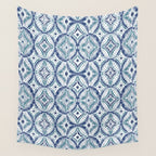 Boho Indigo Damask B Wall Tapestry Gallery Image 4