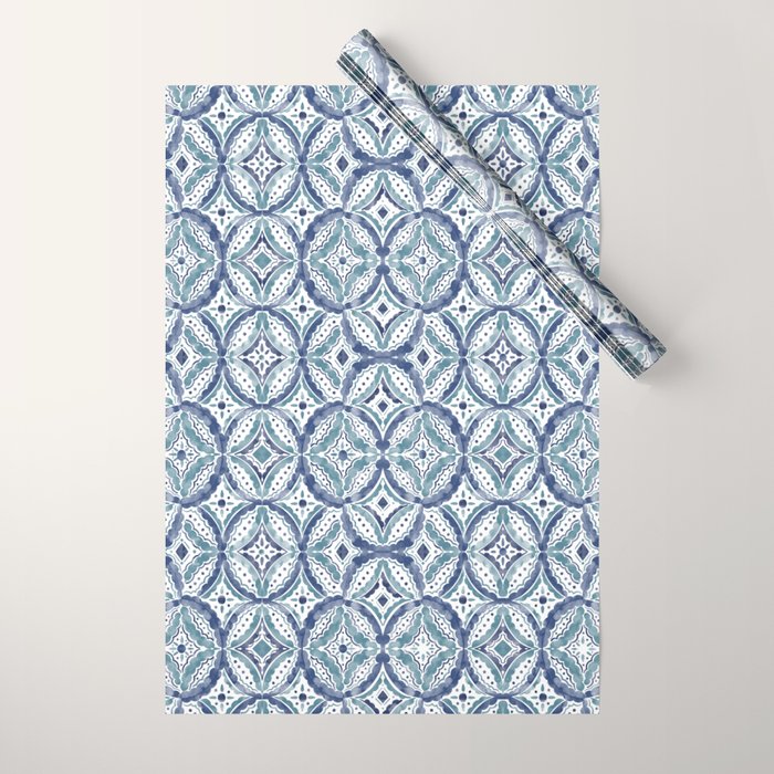 Boho Indigo Damask B Wrapping Paper Gallery Image 1
