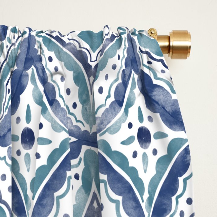 Boho Indigo Damask B Window Curtain Gallery Image 2