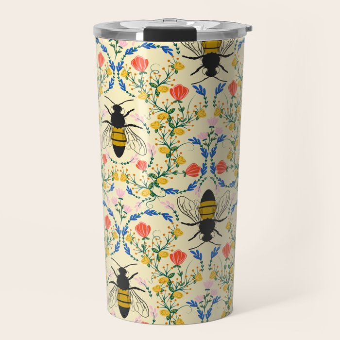 Bee Garden - Cream Travel Mug Gallery Image 1