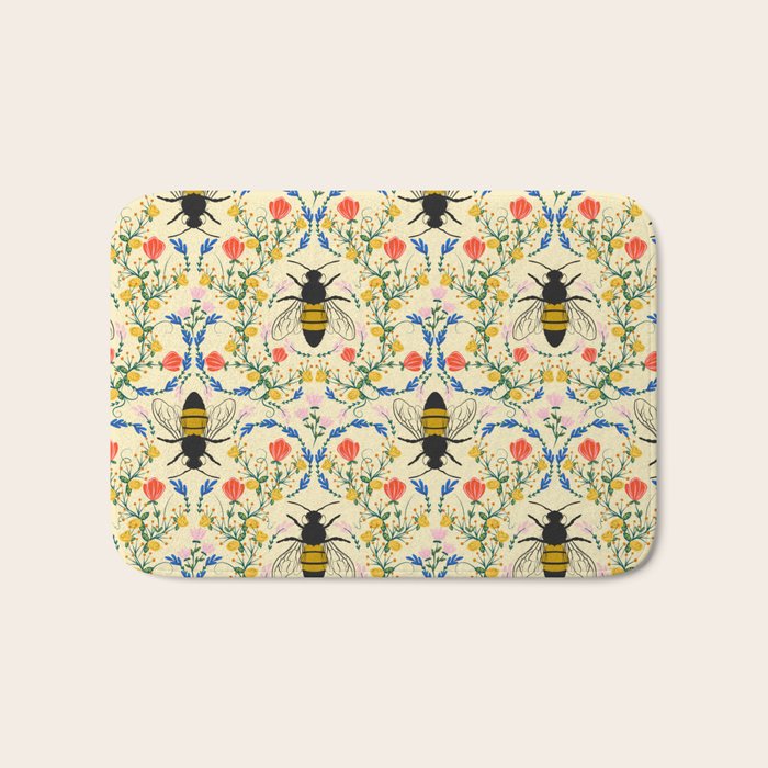 Bee Garden - Cream Bath Mat Gallery Image 1