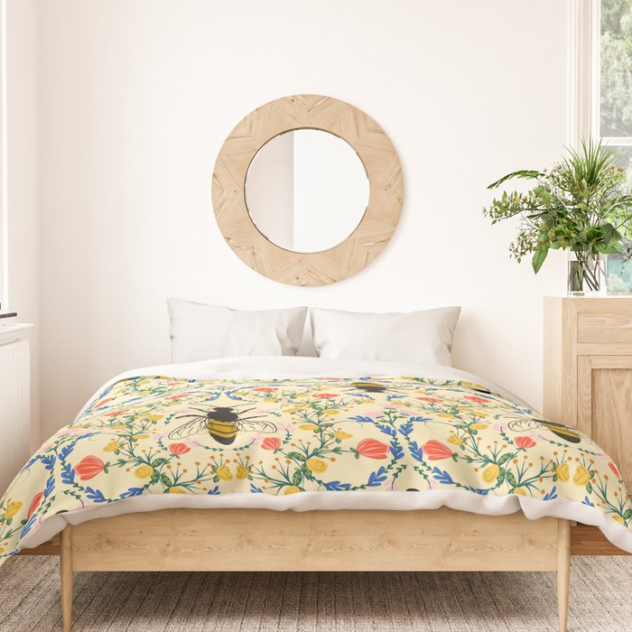 Bee Garden - Cream Duvet Cover Gallery Image 3