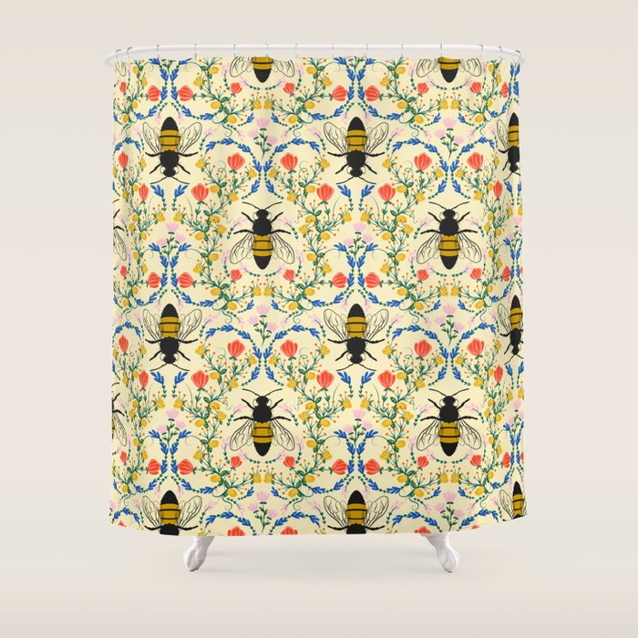 Bee Garden - Cream Shower Curtain Gallery Image 1