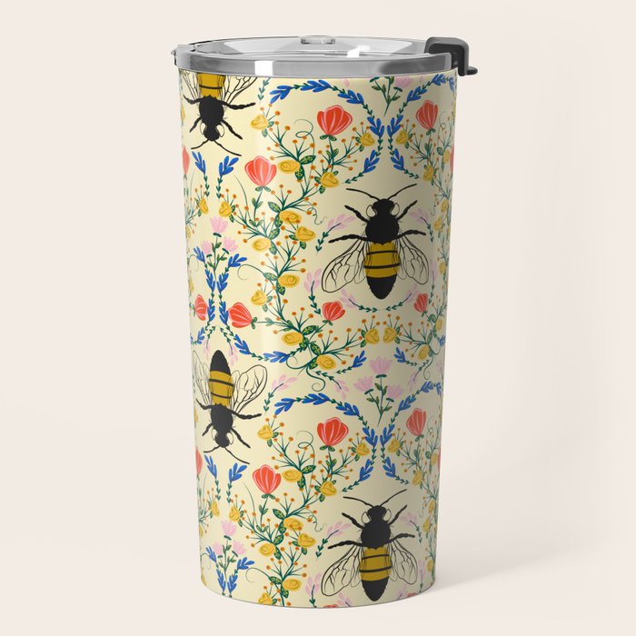Bee Garden - Cream Travel Mug Gallery Image 2