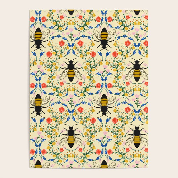 Bee Garden - Cream Poster Gallery Image 4
