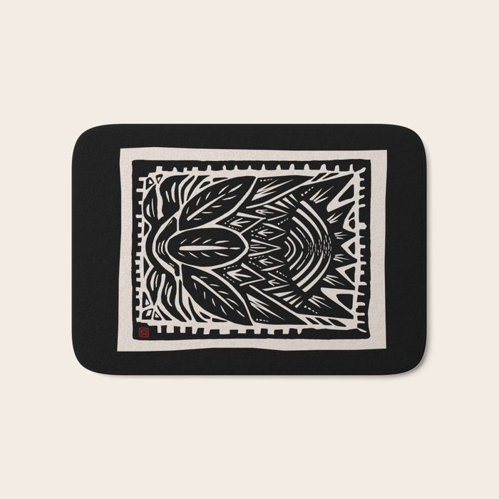 Woodcut Cactus Bath Mat Gallery Image 1