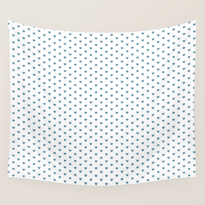 Small Blue heart pattern Wall Tapestry Gallery Image 1