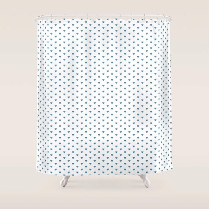 Small Blue heart pattern Shower Curtain Gallery Image 1