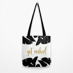 Get Naked Funny, Tropical Palm, Black, White and Gold Tote Bag Gallery Image 2