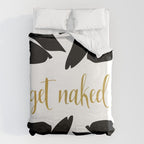 Get Naked Funny, Tropical Palm, Black, White and Gold Duvet Cover Gallery Image 6