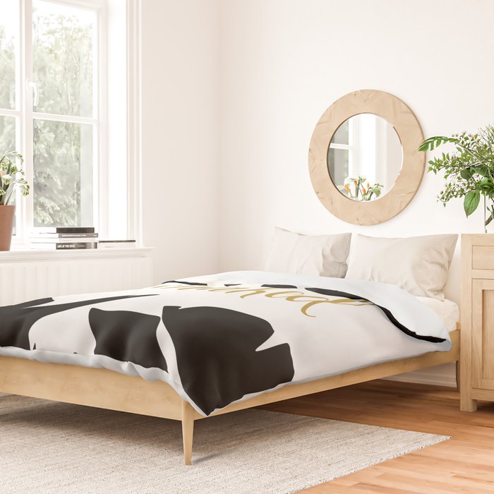 Get Naked Funny, Tropical Palm, Black, White and Gold Duvet Cover Gallery Image 2