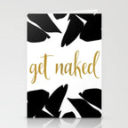 Get Naked Funny, Tropical Palm, Black, White and Gold Stationery Card Gallery Image 2