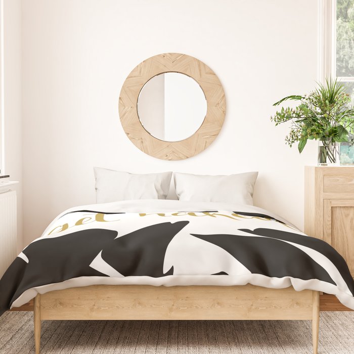 Get Naked Funny, Tropical Palm, Black, White and Gold Duvet Cover Gallery Image 3