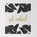 Get Naked Funny, Tropical Palm, Black, White and Gold Throw Blanket Gallery Image 2
