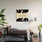 Get Naked Funny, Tropical Palm, Black, White and Gold Wood Wall Art Gallery Image 2